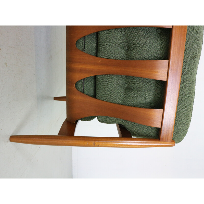 Set da salotto vintage in teak e tessuto riccio verde, Danimarca 1960