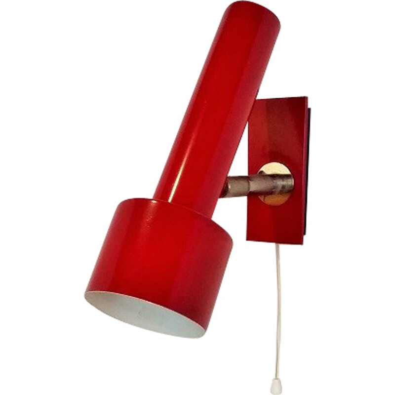 Red lacquered metal sconce - 1950s