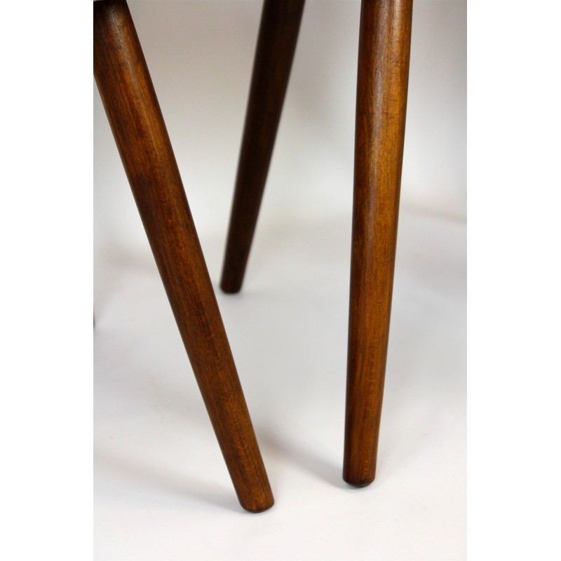 Juego de 4 sillas vintage de madera de haya, contrachapado y tela rizada de Antonin Suman para Mier, años 60