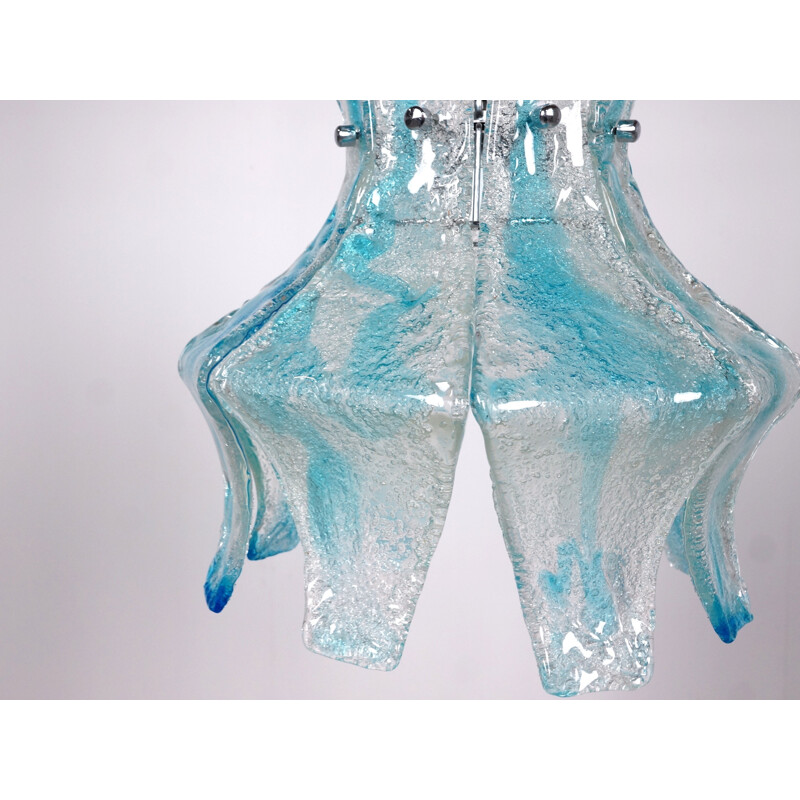 Blue Murano glass hanging lamp from Mazzega - 1970s