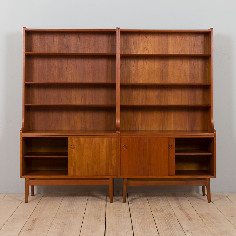 Pair of vintage teak bookcases by Johannes Sorth for Nexo, Denmark 1960s