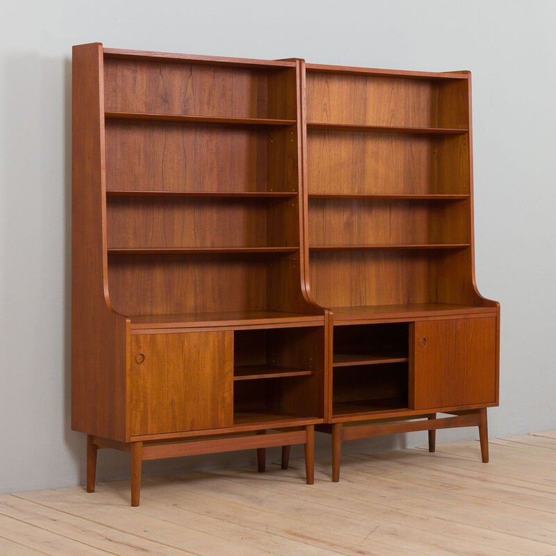 Pair of vintage teak bookcases by Johannes Sorth for Nexo, Denmark 1960s