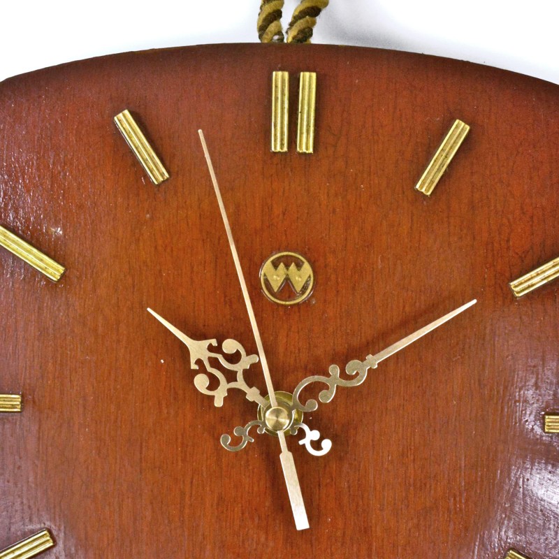 Vintage wooden wall clock Halle, Germany 1960s