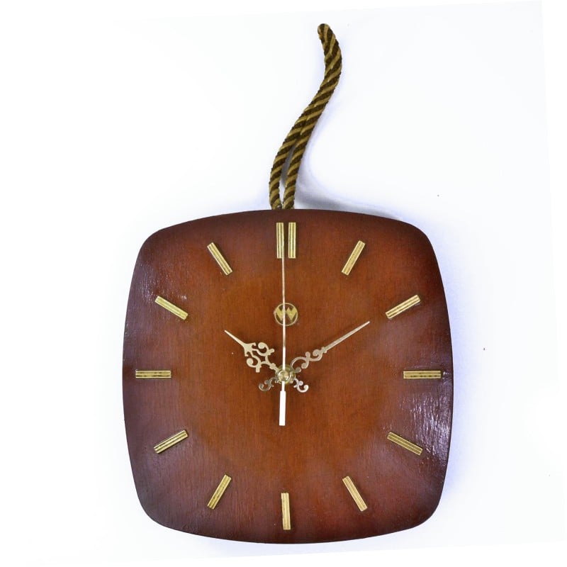 Vintage wooden wall clock Halle, Germany 1960s