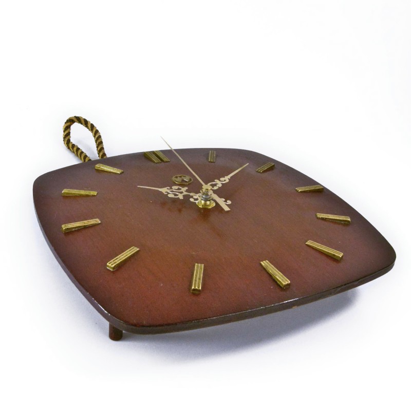 Vintage wooden wall clock Halle, Germany 1960s