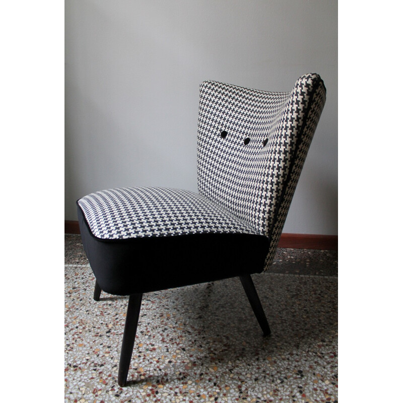 Paire de fauteuils cocktail noir et blanc - 1950