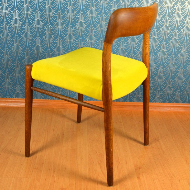 Vintage 75 teak and upholstered chair by Niels Otto Møller for JL Møllers Møbelfabrik, Denmark 1950s