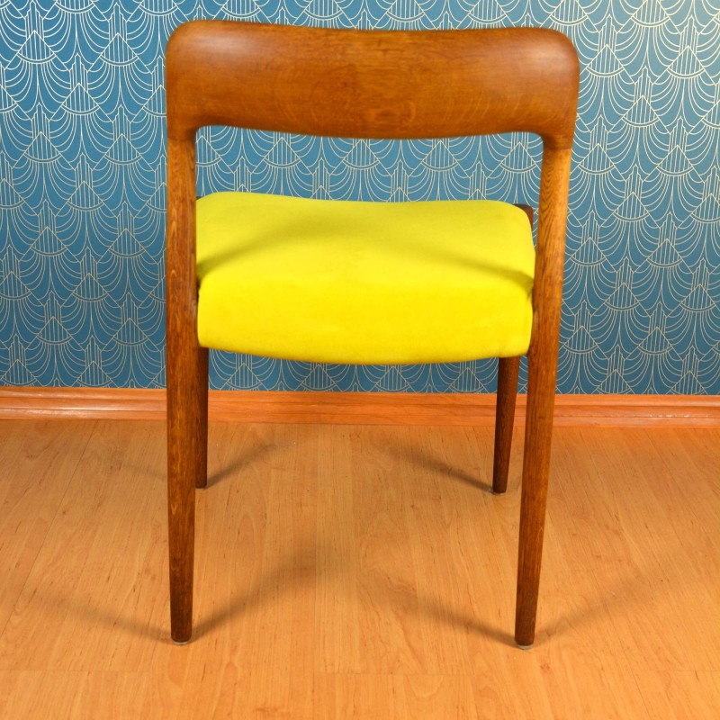 Vintage 75 teakhouten en gestoffeerde stoel van Niels Otto Møller voor JL Møllers Møbelfabrik, Denemarken 1950
