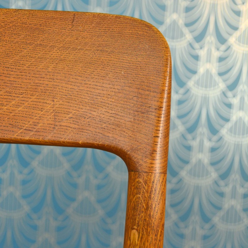 Vintage 75 teak and upholstered chair by Niels Otto Møller for JL Møllers Møbelfabrik, Denmark 1950s