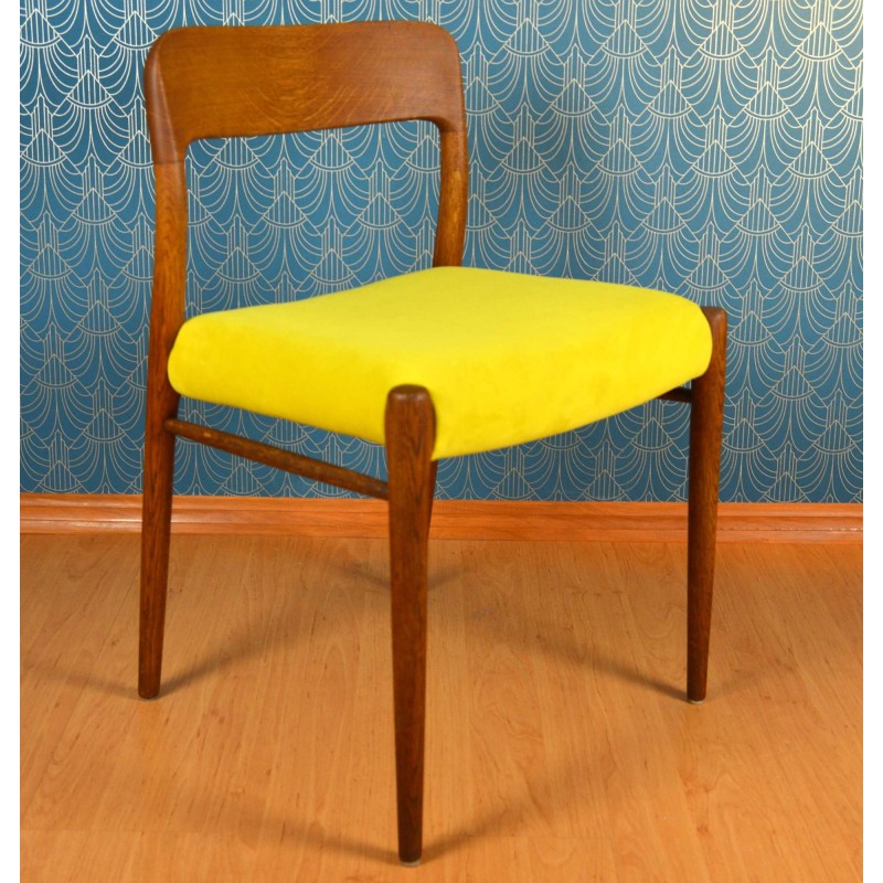 Vintage 75 teak and upholstered chair by Niels Otto Møller for JL Møllers Møbelfabrik, Denmark 1950s