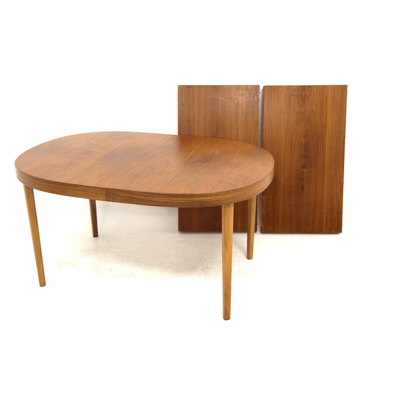 Vintage walnut and beechwood dining table, Sweden 1960s