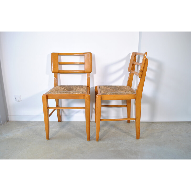 Pair of vintage wooden chairs by Pierre Cruege, 1950s