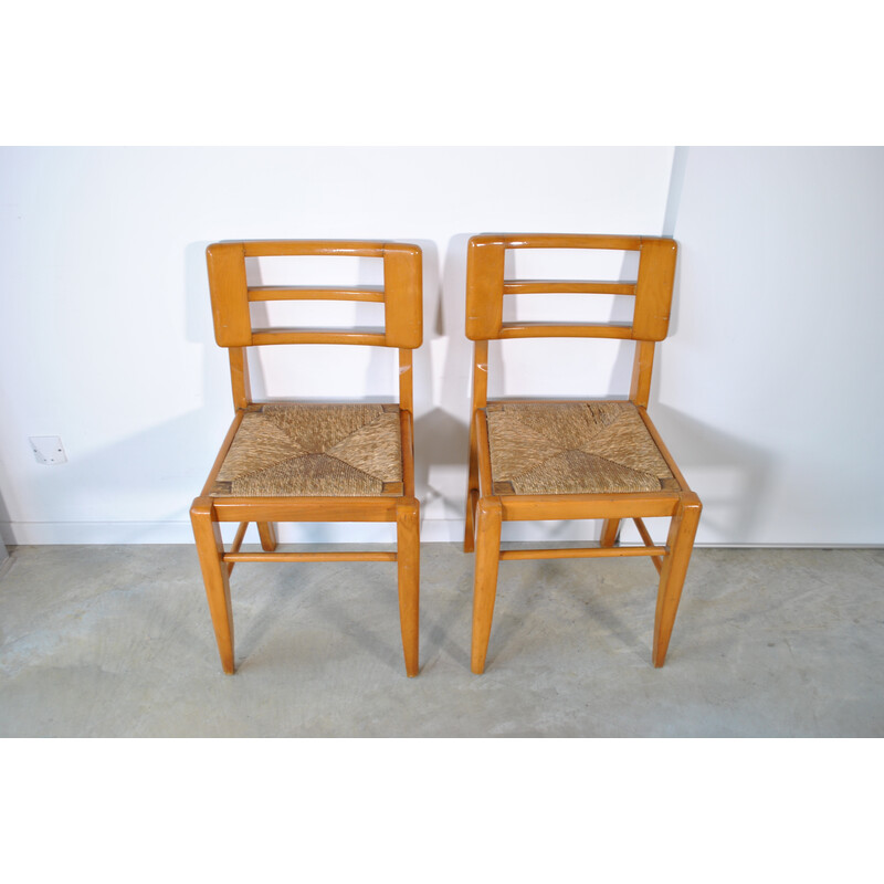 Paire de chaises vintage en bois par Pierre Cruege, 1950