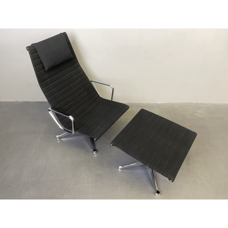 Vintage Ea 124 Sessel mit Fußstütze von Charles und Ray Eames für Herman Miller, Deutschland 1970er Jahre