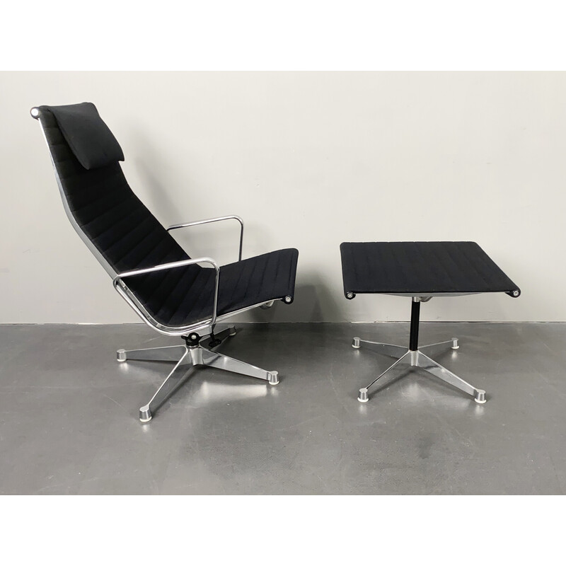 Vintage Ea 124 armchair with footrest by Charles and Ray Eames for Herman Miller, Germany 1970s