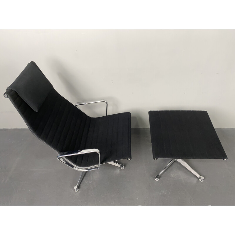 Vintage Ea 124 armchair with footrest by Charles and Ray Eames for Herman Miller, Germany 1970s
