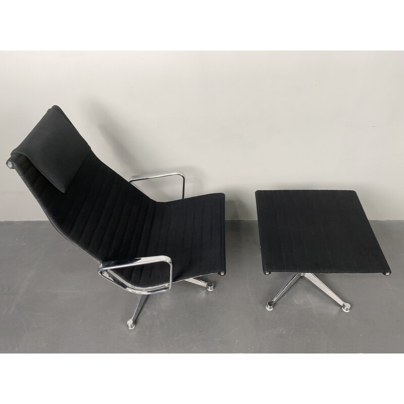 Vintage Ea 124 Sessel mit Fußstütze von Charles und Ray Eames für Herman Miller, Deutschland 1970er Jahre