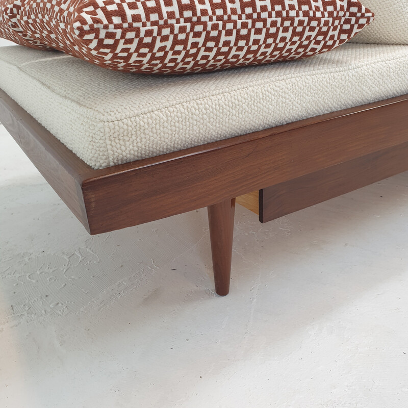 Vintage teak and wool daybed, Netherlands 1960s