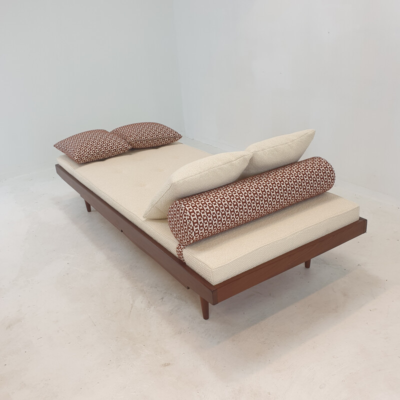 Vintage teak and wool daybed, Netherlands 1960s