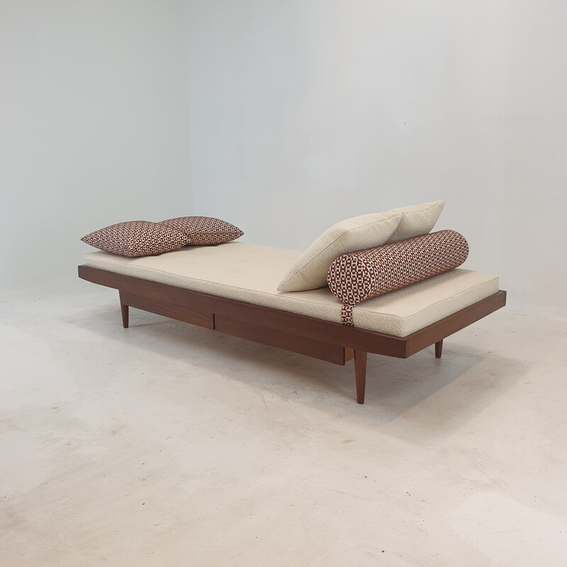 Vintage teak and wool daybed, Netherlands 1960s