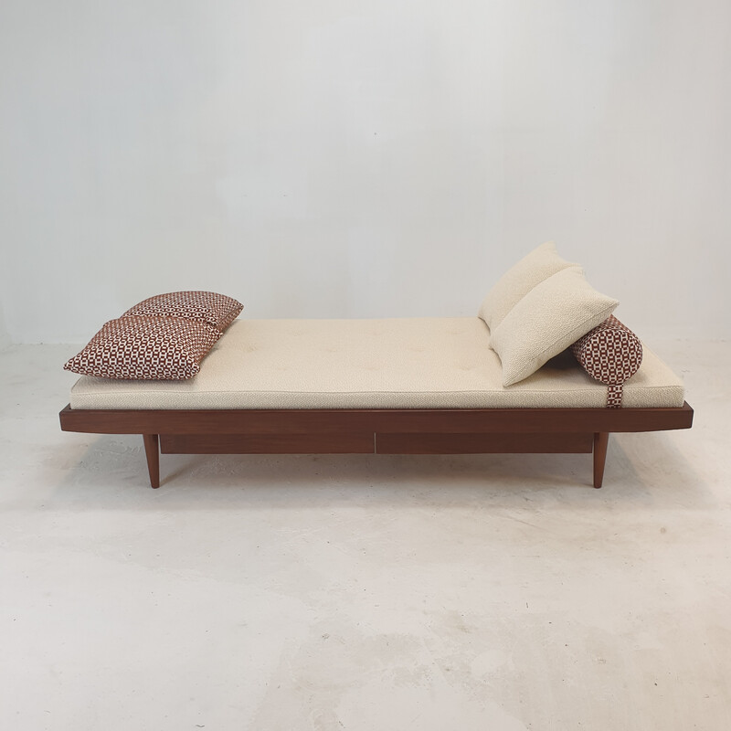 Vintage teak and wool daybed, Netherlands 1960s