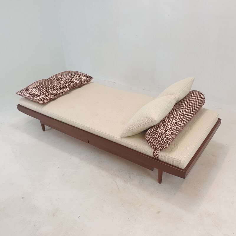 Vintage teak and wool daybed, Netherlands 1960s