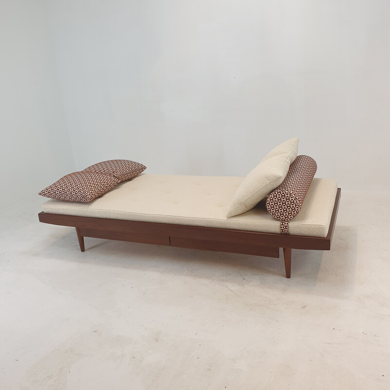 Vintage teak and wool daybed, Netherlands 1960s