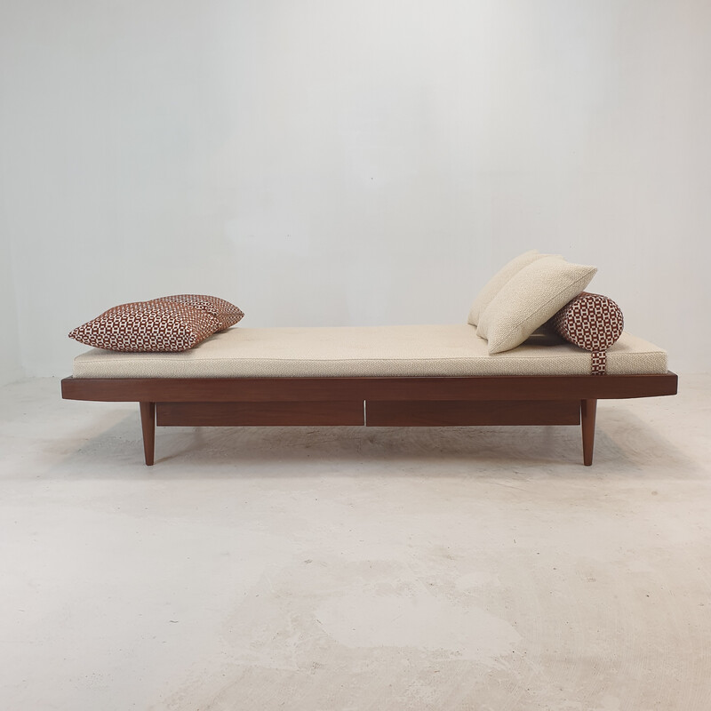 Vintage teak and wool daybed, Netherlands 1960s