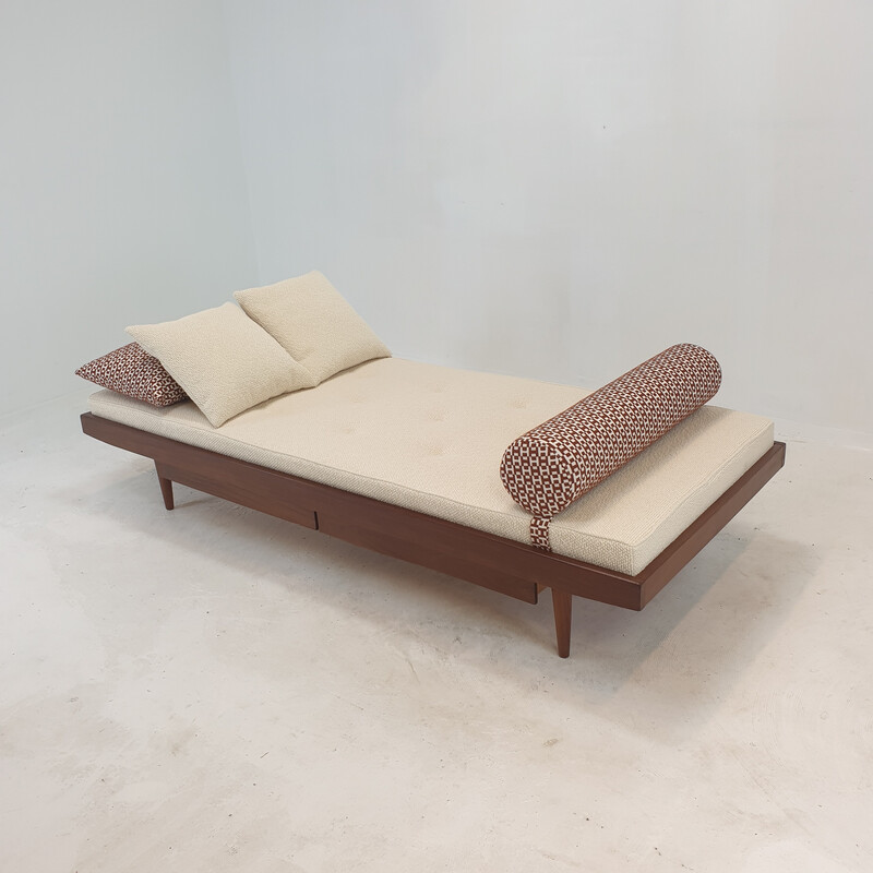 Vintage teak and wool daybed, Netherlands 1960s