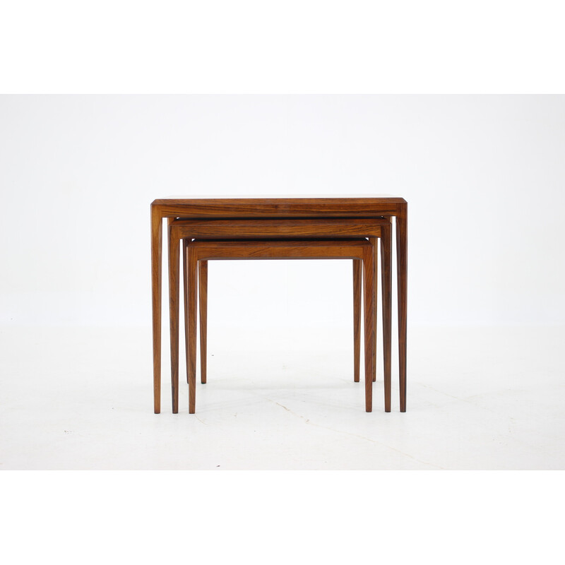 Vintage rosewood nesting tables by Johannes Andersen for Cfc Christensen of Silkeborg, Denmark 1960s