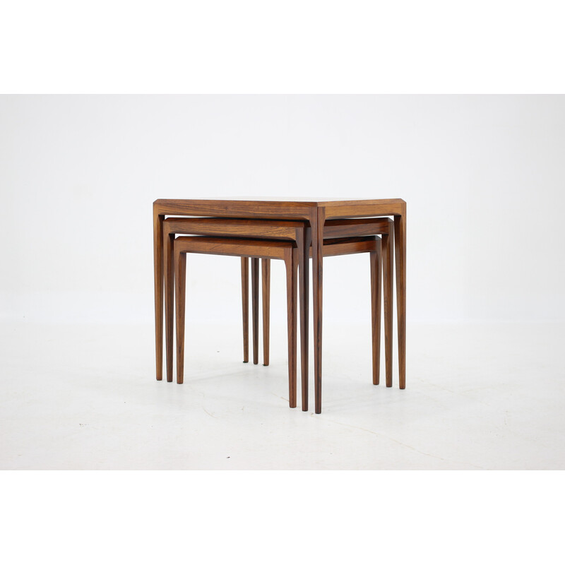 Vintage rosewood nesting tables by Johannes Andersen for Cfc Christensen of Silkeborg, Denmark 1960s