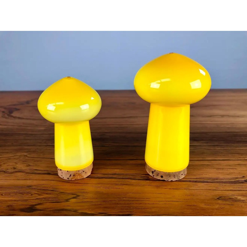 Vintage Danish salt and pepper set in yellow glass by Michael Bang for Holmegaard, 1970s