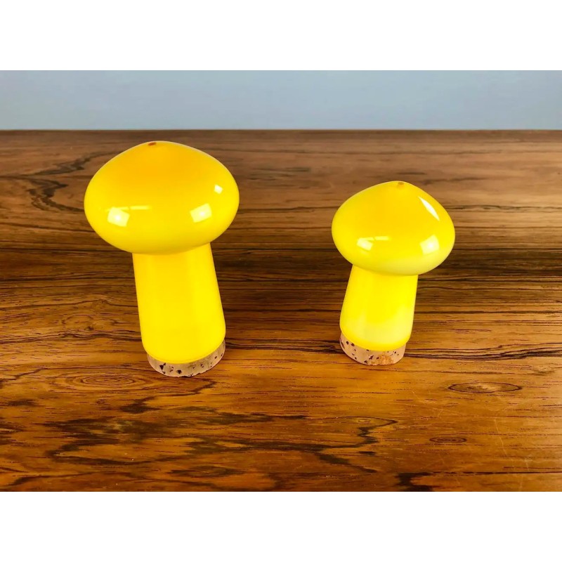 Vintage Danish salt and pepper set in yellow glass by Michael Bang for Holmegaard, 1970s