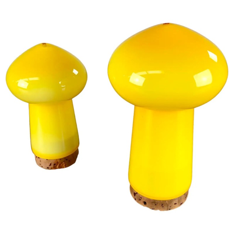 Vintage Danish salt and pepper set in yellow glass by Michael Bang for Holmegaard, 1970s