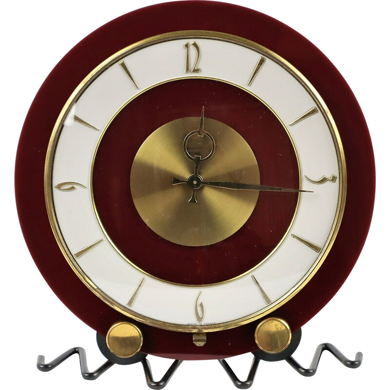 Reloj Vintage Bayard de baquelita roja, blanca y dorada, 1960
