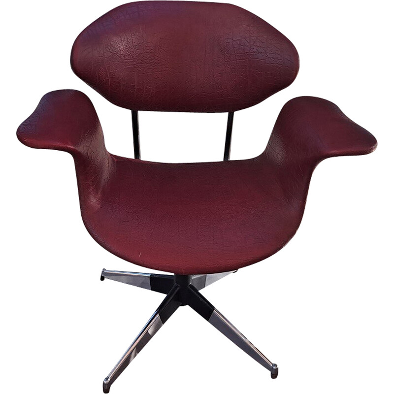 Vintage office armchair in red leather, Italy