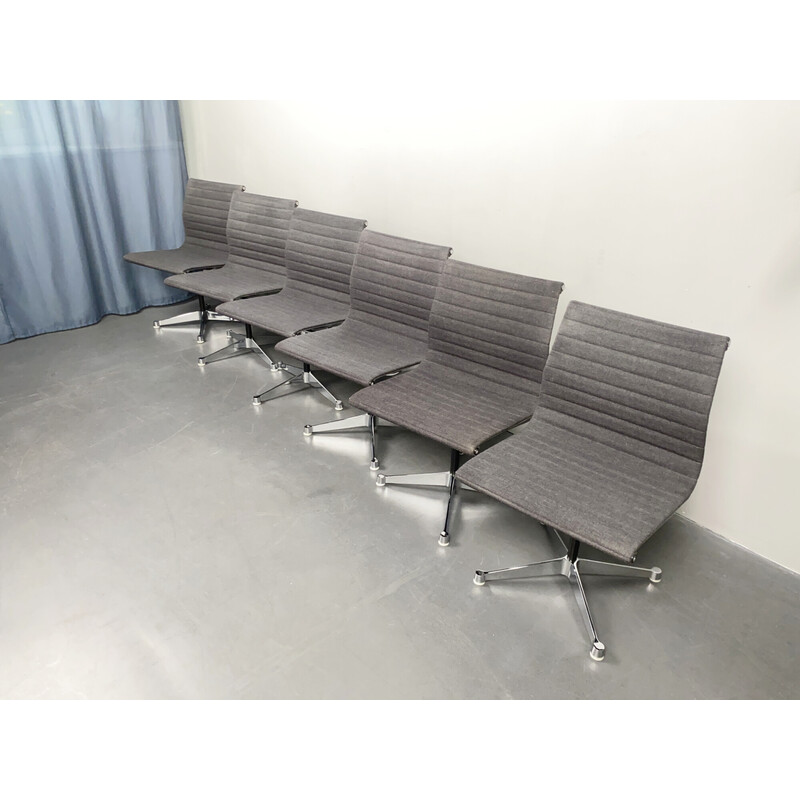 Set di 6 sedie da scrivania vintage in alluminio grigio di Charles