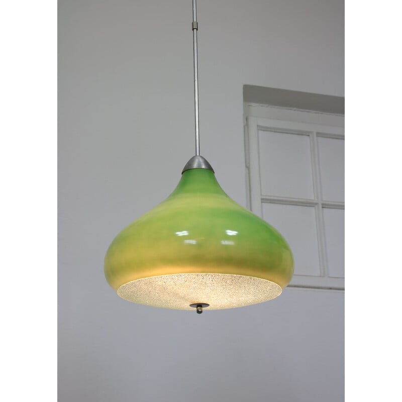 Aas Waarschuwing Bloemlezing Italiaanse mid-century groene glazen hanglamp