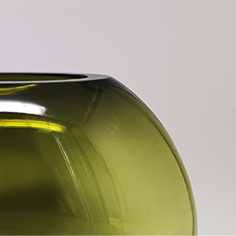 Vase vintage en verre de Murano vert par Flavio Poli, Italie 1960