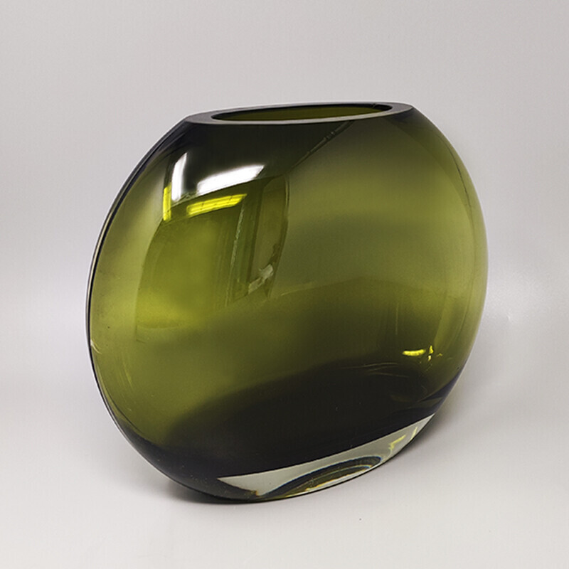 Vintage green Murano glass vase by Flavio Poli, Italy 1960s