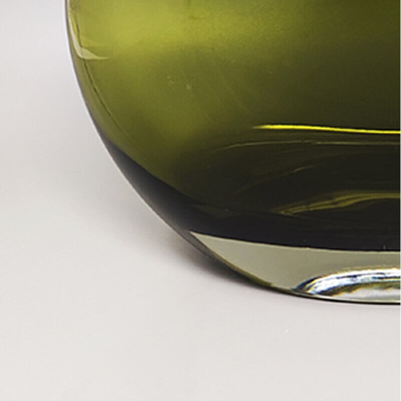 Vintage green Murano glass vase by Flavio Poli, Italy 1960s