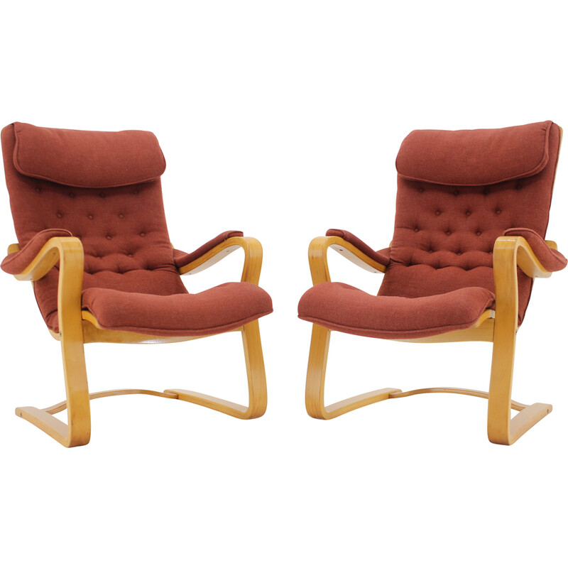 Pair of vintage "Peter" lounge chairs by Gustav Axel Berg for Bröderna Andersson, Sweden 1970s