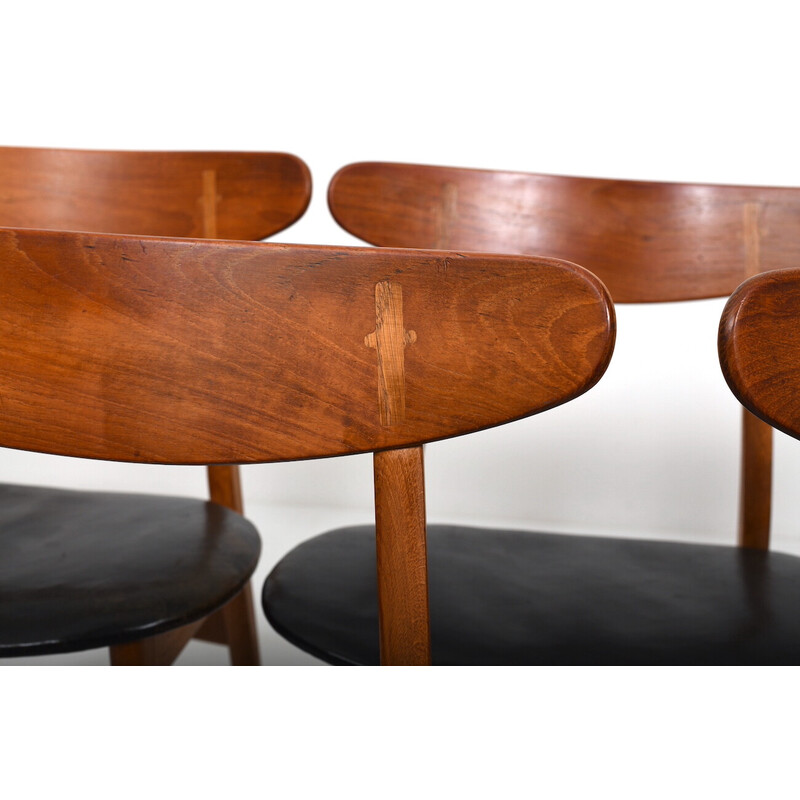 Conjunto de 6 cadeiras Ch-30 vintage em madeira e couro por Hans J. Wegner para Carl Hansen, Dinamarca 1950s