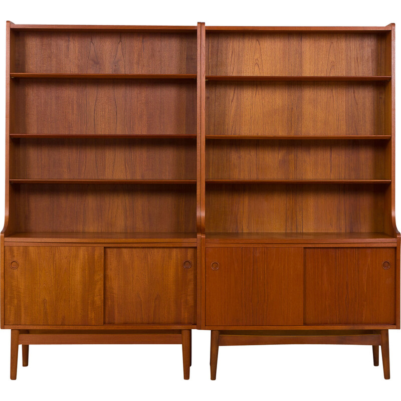 Pair of vintage teak bookcases by Johannes Sorth for Nexo, Denmark 1960s