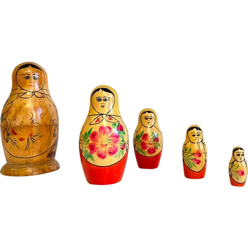 USSR Vintage 4 Small Russian Nesting Dolls - Martyoshka Dolls