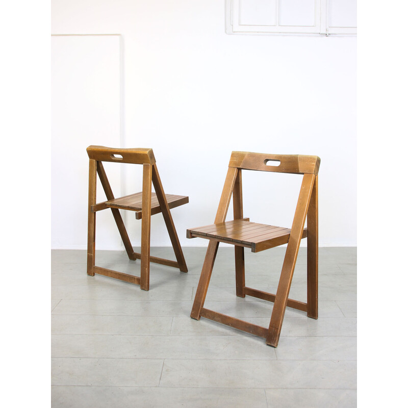 Pair of vintage Trieste folding chairs by Aldo Jacober