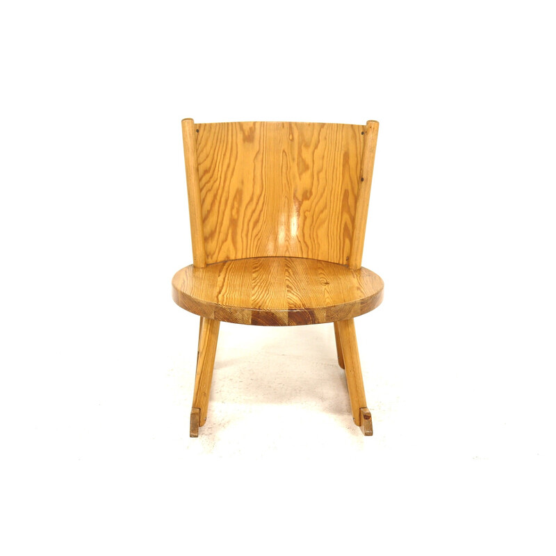 Vintage birchwood and jute rocking chair, Sweden 1950s