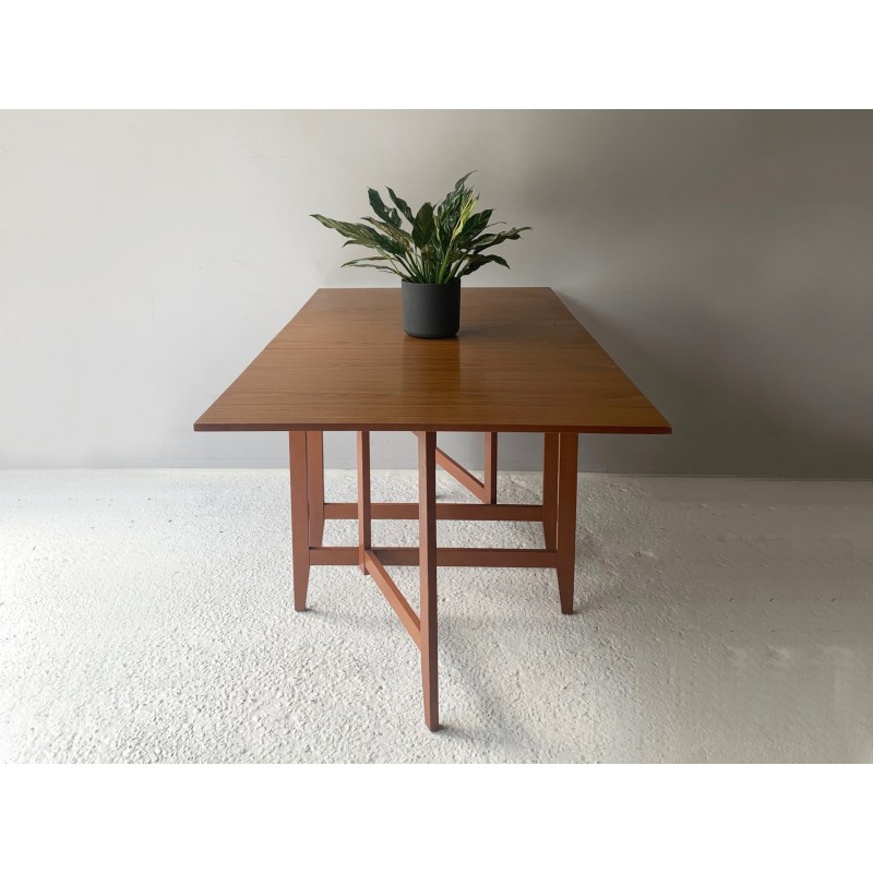 Conjunto de refeições Vintage formica, teak e black leatherette para Schreiber, Grã-Bretanha 1970