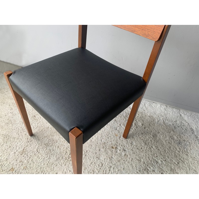 Conjunto de refeições Vintage formica, teak e black leatherette para Schreiber, Grã-Bretanha 1970