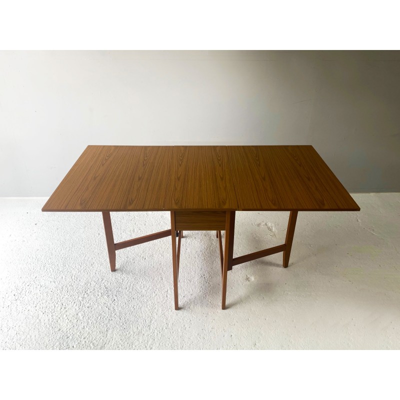 Conjunto de refeições Vintage formica, teak e black leatherette para Schreiber, Grã-Bretanha 1970